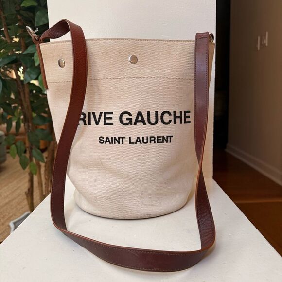 ✨ Saint Laurent Rive Gauche Linen Bucket Bag ✨ - Picture 7 of 15
